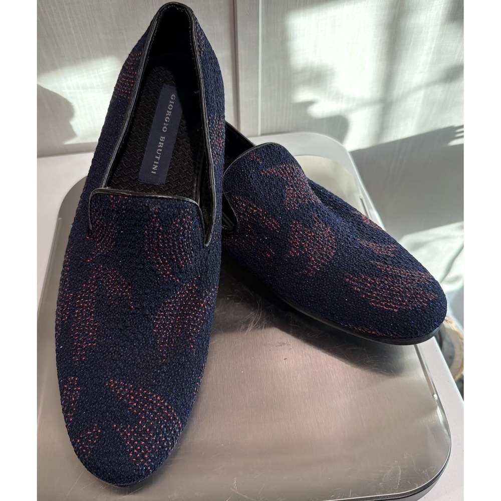 Giorgio Brutini Mens Size 10M Loafers Slip On Shoes Glitter Blue/Red Sparkle